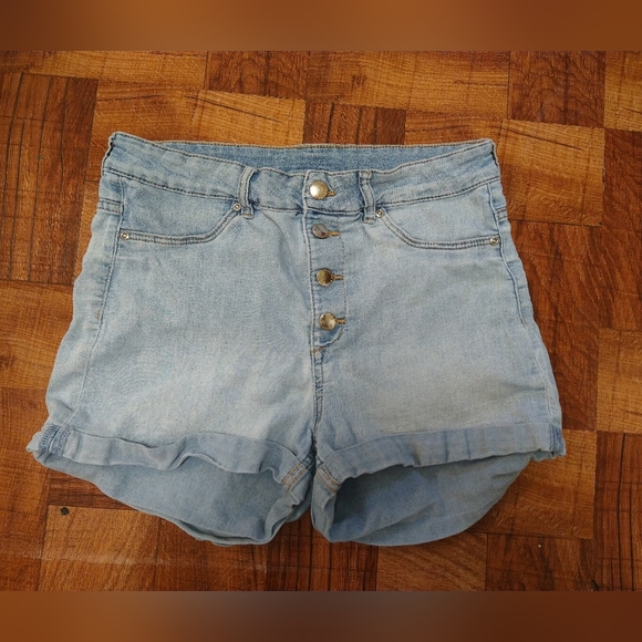Divided Pants - H&M Divided Light Blue Jean Shorts Cuffed Summer Button Fly Women's Size 14